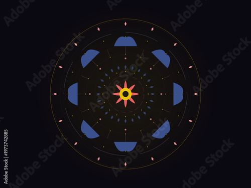 Sacred Geometry Mandala Intricate Circular Ornament Vector Art