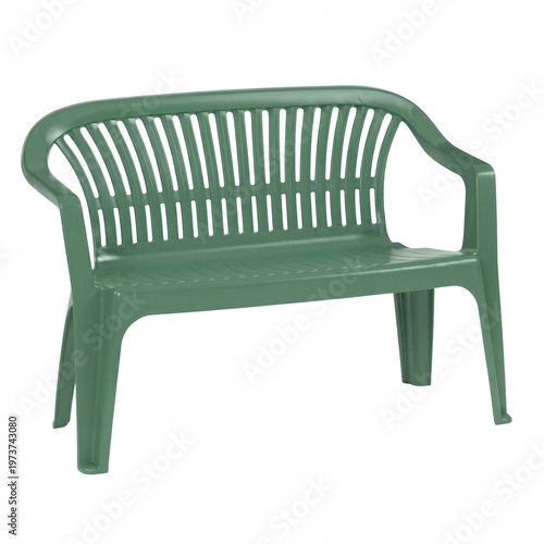 Green Plastic Outdoor Garden Bench with Slatted Backrest