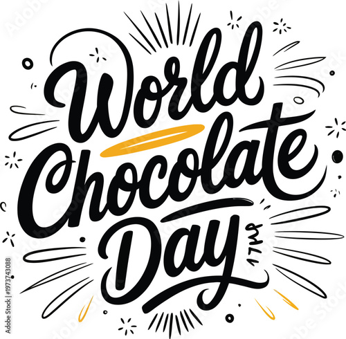 World Chocolate Day Hand Drawn Lettering Typography Vector Illustration