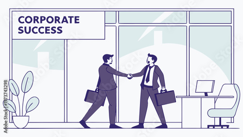 Business handshake, corporate success, office agreement, partnership