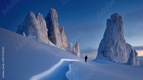 Ski Tour on Snow-Covered Peaks
