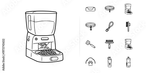 Automatic Pet Feeder Portion Control Smart Icon