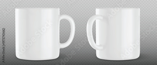 White cup mockup template, coffee mug 3d vector
