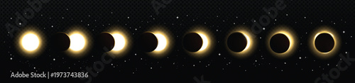 Solar eclipse in different phases