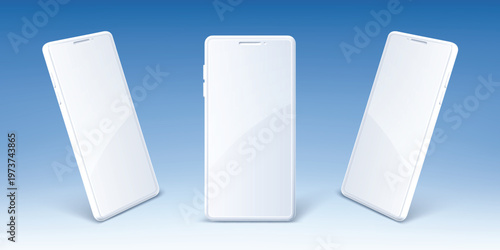 White mobile phone, smartphone mockup