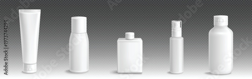 Cream bottles, lotion, sunscreen tubes mockup.