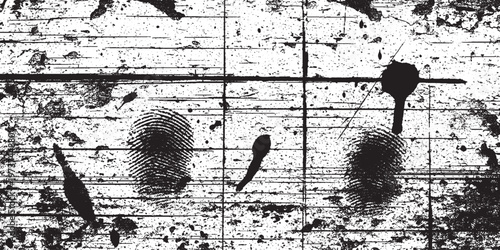 Distressed black and white grunge texture background with horizontal lines and ink splatters