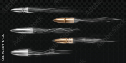 Fired bullets with smoke traces