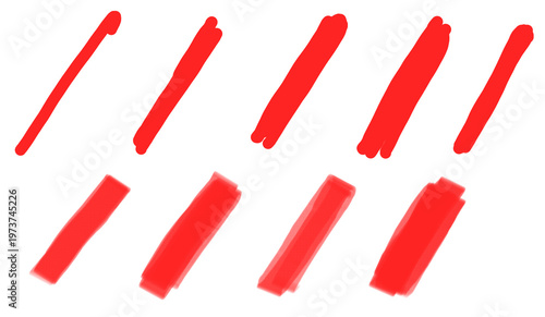 set of hand drawn red Slash	
