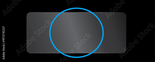 Stunning glass effect design modern abstract shape with translucent glass texture and vibrant blue glow