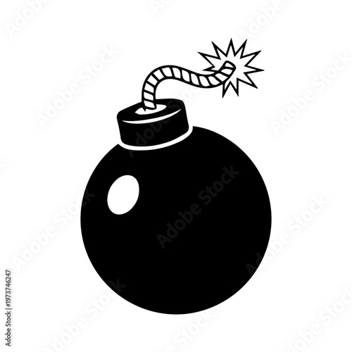 Cartoon Bomb with Lit Fuse Icon