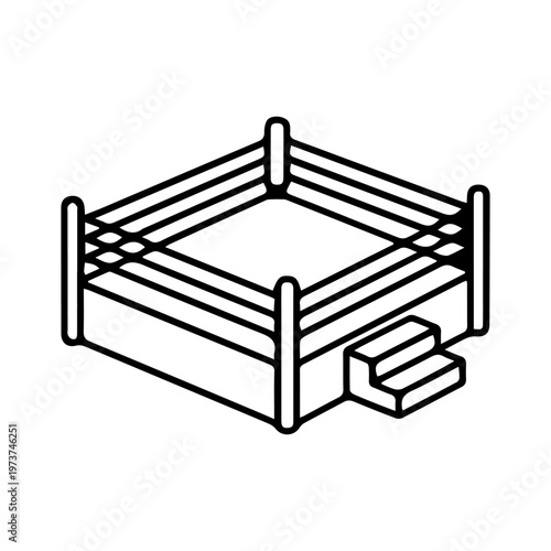 Boxing Ring Isometric Line Icon