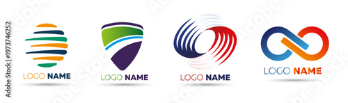 Modern logo templates set abstract business branding corporate identity collection