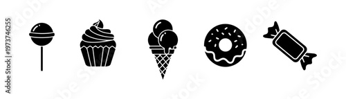 Sweets and Desserts Glyph Icons Set