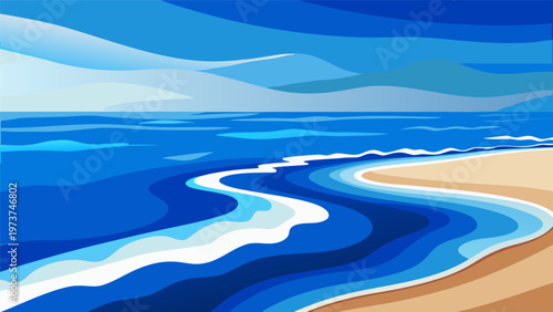 Serene coastal waters Summer background