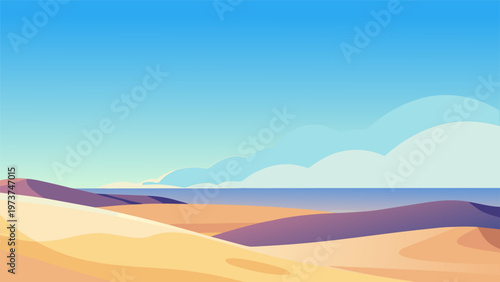 landscape under a clear sky with gentle rolling hills Summer Beach