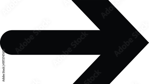 A bold black arrow graphic pointing to the right isolated on a transparent background