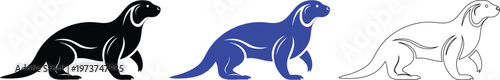Dog Silhouette Variations: Black, Blue, and Line Art Designs for Versatile Graphic Applications