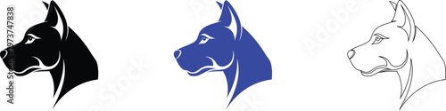 Dog Head Vector Illustration Set - Black, Blue, and Line Art Designs