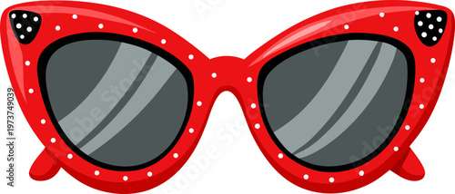 Vintage red cat-eye sunglasses with decorative rhinestones