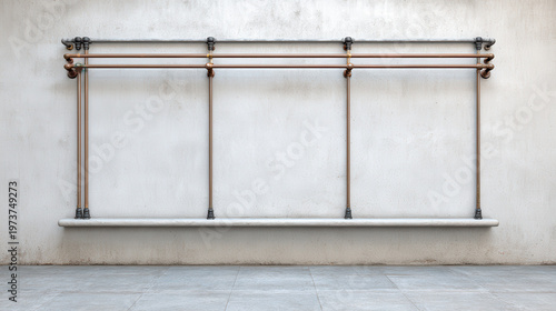 Industrial Wall Mockup Exposed Pipes Grunge