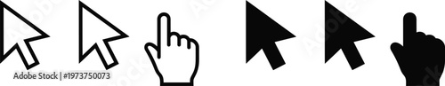 Collection of black cursor icons depicting various hand gestures and pointing styles