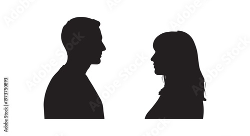 silhouettes of two people standing side by side against a white background