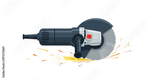 A powerful angle grinder in action with sparks flying everywhere