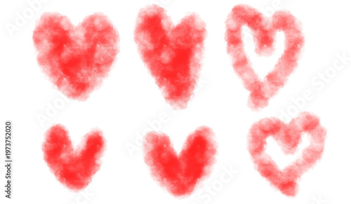 set of red heart line	
