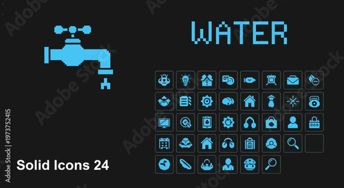 Collection of water icons and symbols.