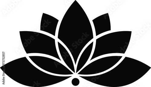 Lotus flower silhouette vector illustration for yoga studio branding, meditation wellness logo, floral nature design, and spiritual harmony balance concepts.