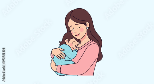 Mother Holding Newborn Baby Close.