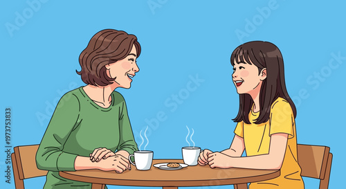 Two women sitting at a table.