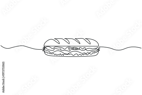 Sub sandwich continuous line drawing.