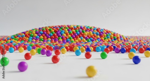 Colorful balls scattered on white background.