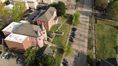 Aerial view of the campus of Shaw University, an HBCU in downtown Raleigh, NC