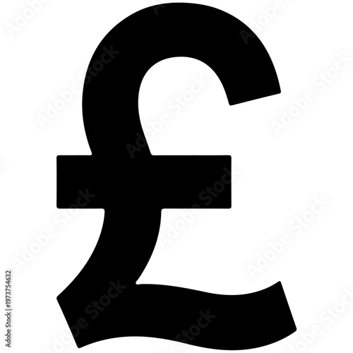 The symbol of the british pound sterling currency prominently displayed in black.