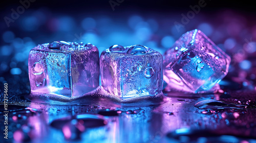 Three Ice Cubes on a Clean Surface