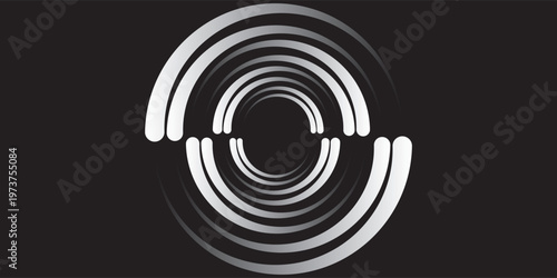 3D techno abstract background overlap layer on dark space with glowing white circles shape decoration for banner, flyer, card vector flow lines. eps 10