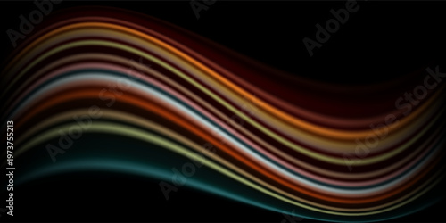 Red light trail element. Glowing neon speed line wave. Hot fire color luminous curved path concept. Bright fiery streaks for poster, banner, flyer. Abstract bent dynamic motion stripes. Vector