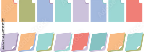 Colorful vector illustration of file folders symbolizing organization, categorization, and office supplies