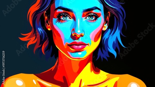 Colorful Pop Art Portrait Woman