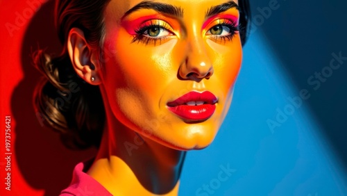 Stunning Woman Portrait With Colorful Makeup