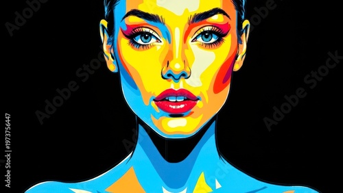 Pop Art Portrait of Woman Face