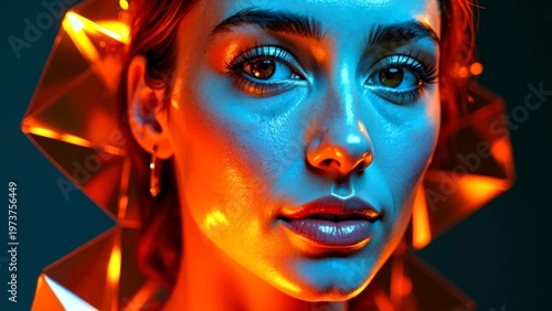 Futuristic Woman Portrait with Geometric Elements