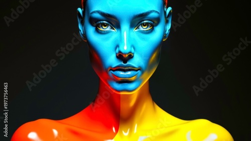 Blue and orange female portrait