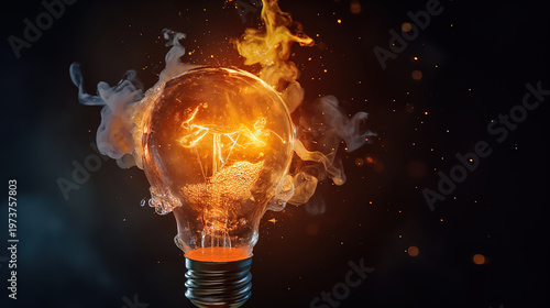 Explosive Burst of Traditional Electric Bulb in High-Speed Photography