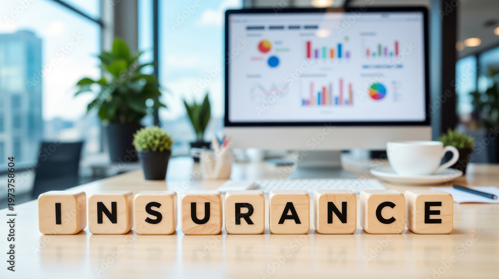 Naklejka premium Insurance coverage planning for risk protection and claims readiness as households and businesses compare policy options, manage premium costs and secure financial recovery after unexpected loss