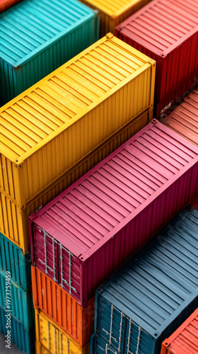 Vibrant cargo containers in logistics and shipping business for corporate freight solutions