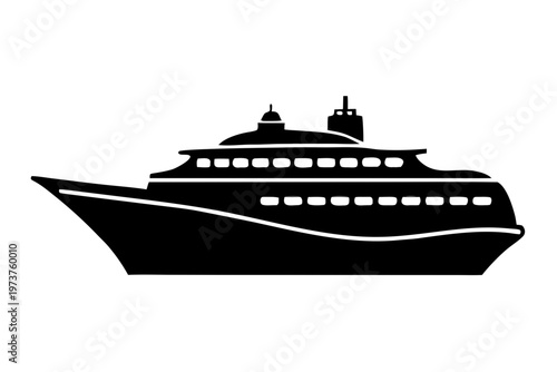 cruise ship vector illustration, cruise ship icon black symbol
